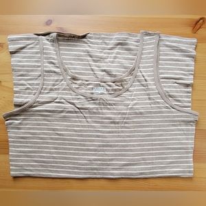 *NEW* Duluth Trading Co. No-Yank Tank, Mocha Heather/White Stripes, Medium